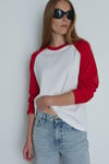 Kırmızı Reglan Çift Renk Tişört