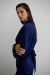 Moss Satin Blouse with Belt