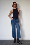 Navy Blue Oli Crew Neck Ribbed Top