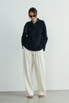 Lacivert Polo Yaka Oversize Tişört