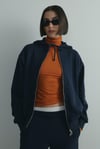 Lacivert Salted Oversize Fermuarlı Hırka