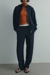 Lacivert Salted Oversize Fermuarlı Hırka