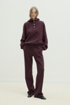 Mürdüm Gala Düğmeli Oversize Sweat