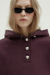 Mürdüm Gala Düğmeli Oversize Sweat