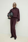 Mürdüm Gala Düğmeli Oversize Sweat