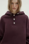 Mürdüm Gala Düğmeli Oversize Sweat