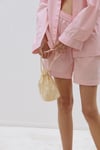 Pembe Klara Yıkamalı Poplin Şort