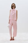 Pembe Marty Halter Yaka Poplin Bluz