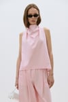 Pembe Marty Halter Yaka Poplin Bluz