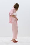 Pembe Raya Yıkamalı Poplin Pantolon