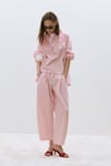 Pembe Raya Yıkamalı Poplin Pantolon