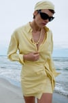 Sarı Serin Oversize Keten Gömlek