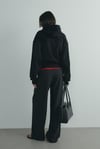 Siyah Gala Düğmeli Oversize Sweatshirt