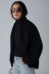 Siyah Mana Oversize Yün Triko Hırka
