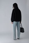 Siyah Mana Oversize Yün Triko Hırka