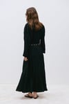 Siyah Muse Düğmeli Maxi Elbise