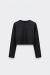 Siyah Mussel Crop Keten Bluz