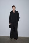 Siyah Serin Oversize Keten Gömlek