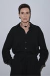 Siyah Serin Oversize Keten Gömlek