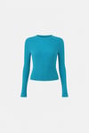 Turkuaz Ray Fitilli Triko Bluz