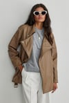 Mink Leather Biker Trench Coat