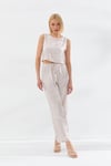 Bağcıklı Saten Pantolon Taş-6514_71