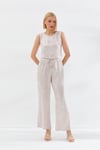 Bağcıklı Saten Pantolon Taş-6514_71