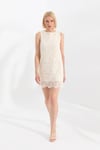 Gipür Dantelli Mini Elbise Ekru-6631_54