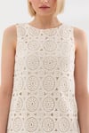 Kolsuz Crochet Mini Ellbise Krem-6615_148