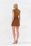 Kolsuz Kemerli Mini Elbise Camel-6406_53