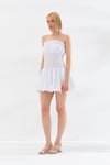 Straplez Belden Büzgülü Mini Elbise Beyaz-6537_1