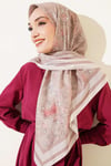 120 cm Çiçek Detaylı Soft Eşarp Latte