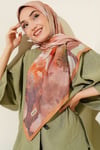 120 cm Flower Desen Eşarp Camel