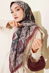 120 cm Motif Desenli Eşarp Bordo