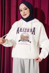 Arizona Yazılı Sweatshirt Ekru