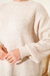 Asimetrik Kabartma Çizgili Triko Tunik Bej