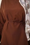 Asimetrik Kesim Poplin Tunik Kahve
