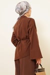 Asimetrik Kesim Poplin Tunik Kahve