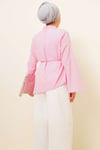Asimetrik Kesim Poplin Tunik Pembe