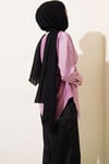Asimetrik Kesim Saten Tunik Lila