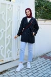 Astarlı Premium Trençkot Siyah