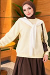 Atkı Detaylı Üç İplik Sweatshirt Sarı