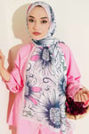 Ayçiçeği Desen Bambu Kraş Şal Pembe