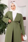 Bağcıklı Uzun Kimono Pantolon Takım Haki