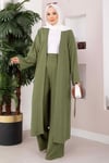 Bağcıklı Uzun Kimono Pantolon Takım Haki