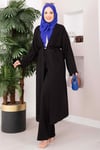 Bağcıklı Uzun Kimono Pantolon Takım Siyah
