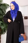 Bağcıklı Uzun Kimono Pantolon Takım Siyah