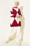 Baklava Desenli Basic Triko Tunik Bordo