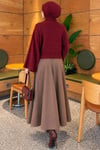 Balıkçı Yaka Geniş Kollu Kazak Bordo