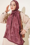 Barok Desen Bambu Kraş Şal Bordo